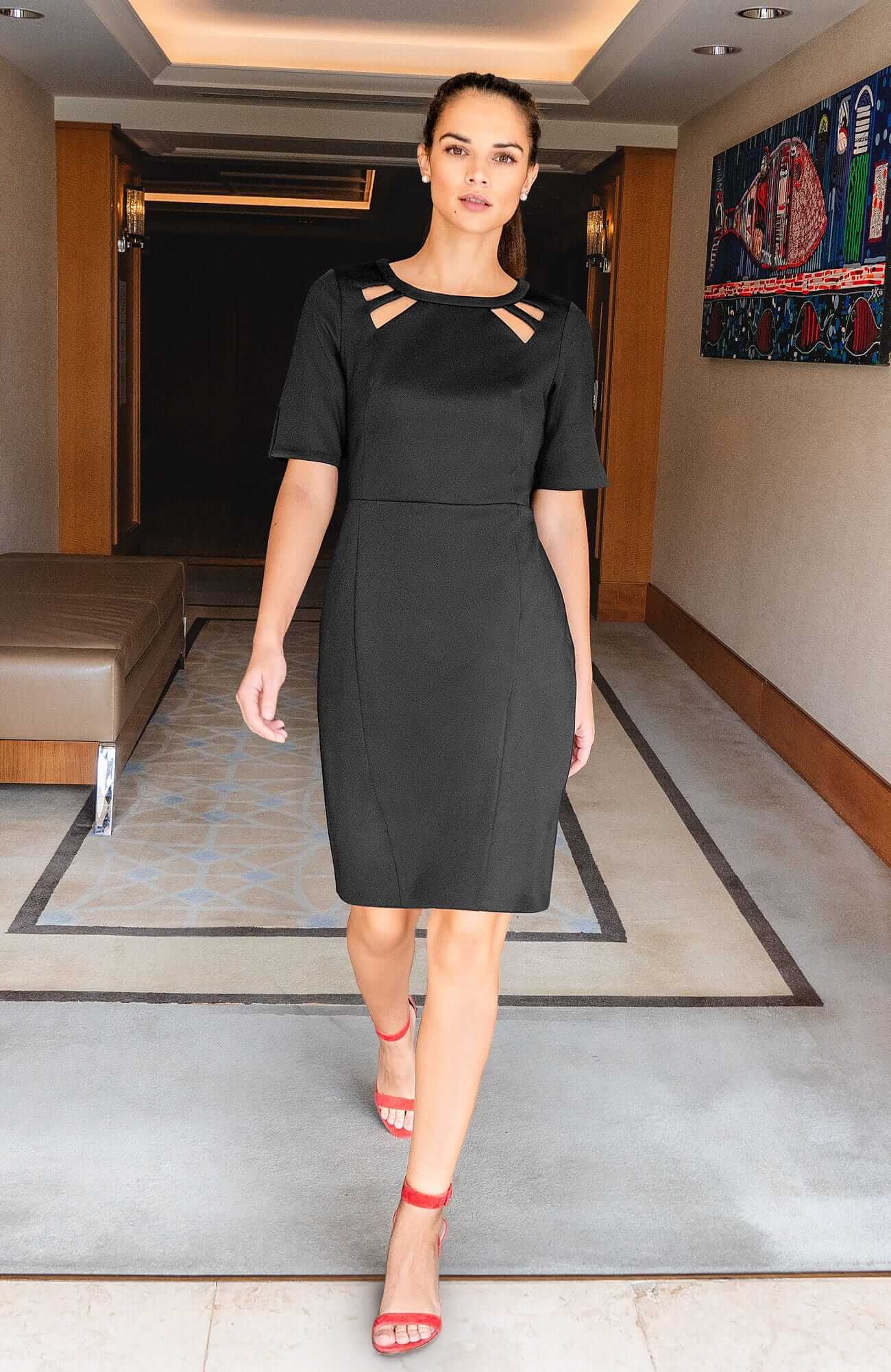 Jersey Peek A Boo Dress - Final Sale Black Pink