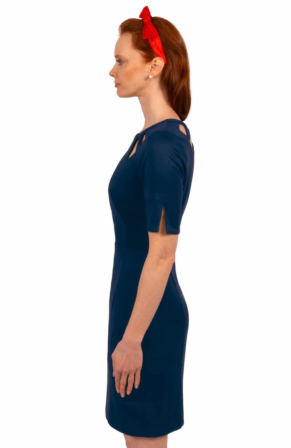 Jersey Peek A Boo Dress Navy Kelly