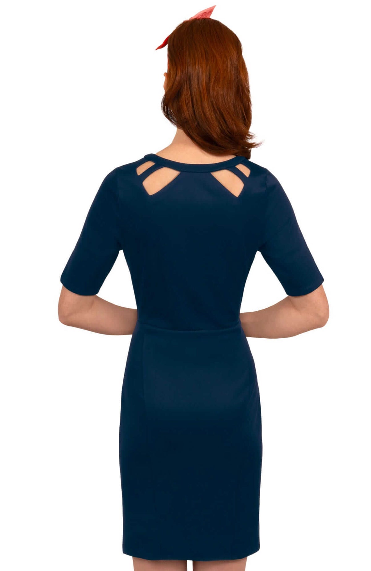 Jersey Peek A Boo Dress Navy Kelly