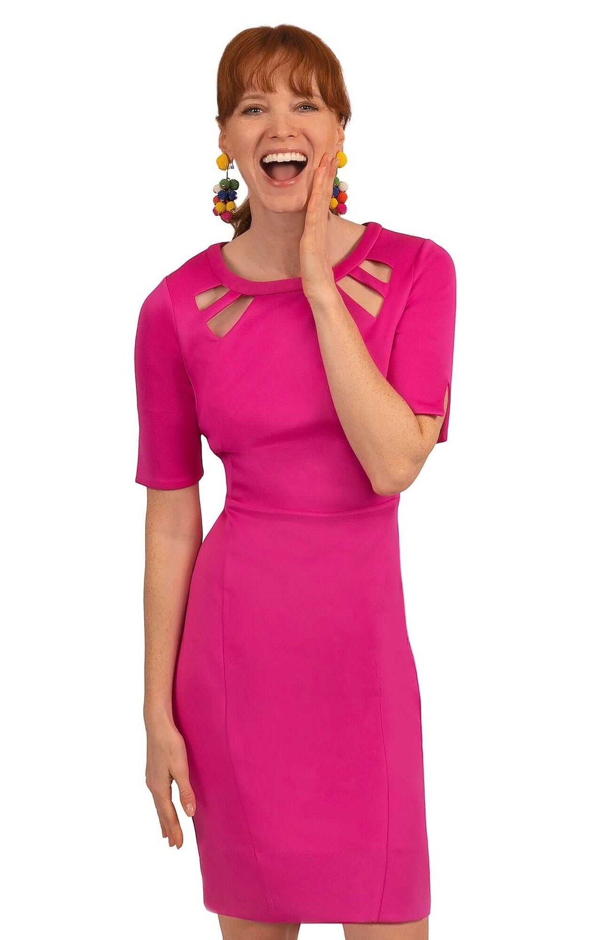 Jersey Peek A Boo Dress - Final Sale Pink Orange