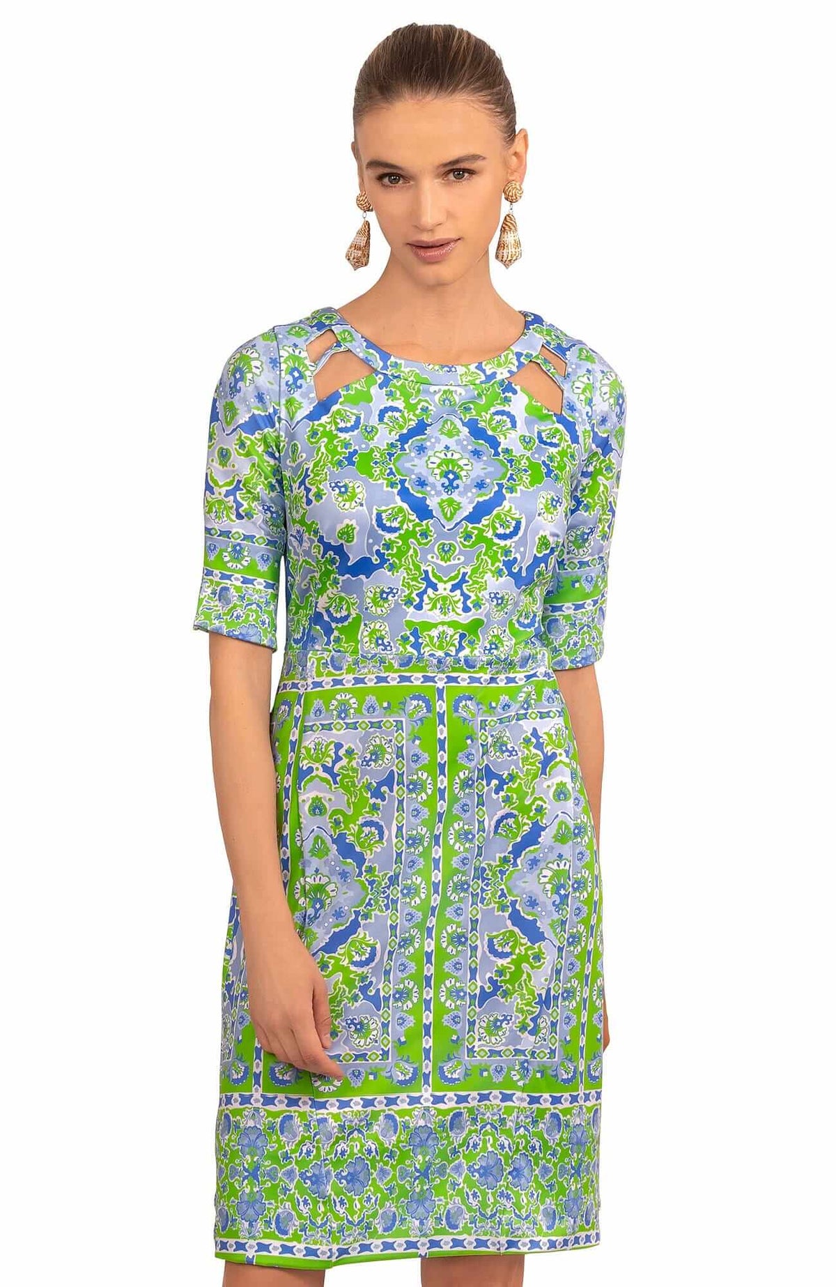 Jersey Peek A Boo Dress - Watteau - Final Sale Kelly Blue