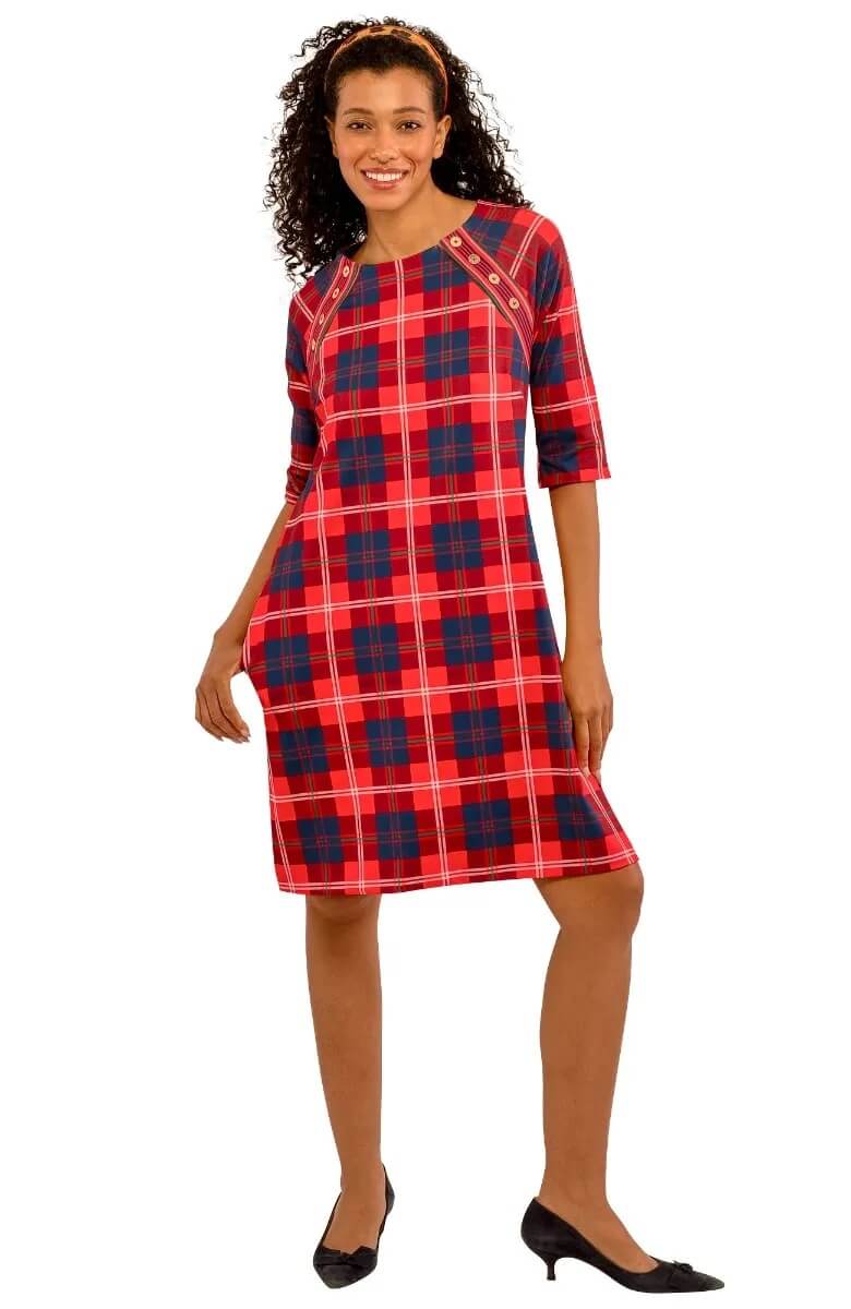 Button Up Buttercup Swing - Middleton Plaid Red