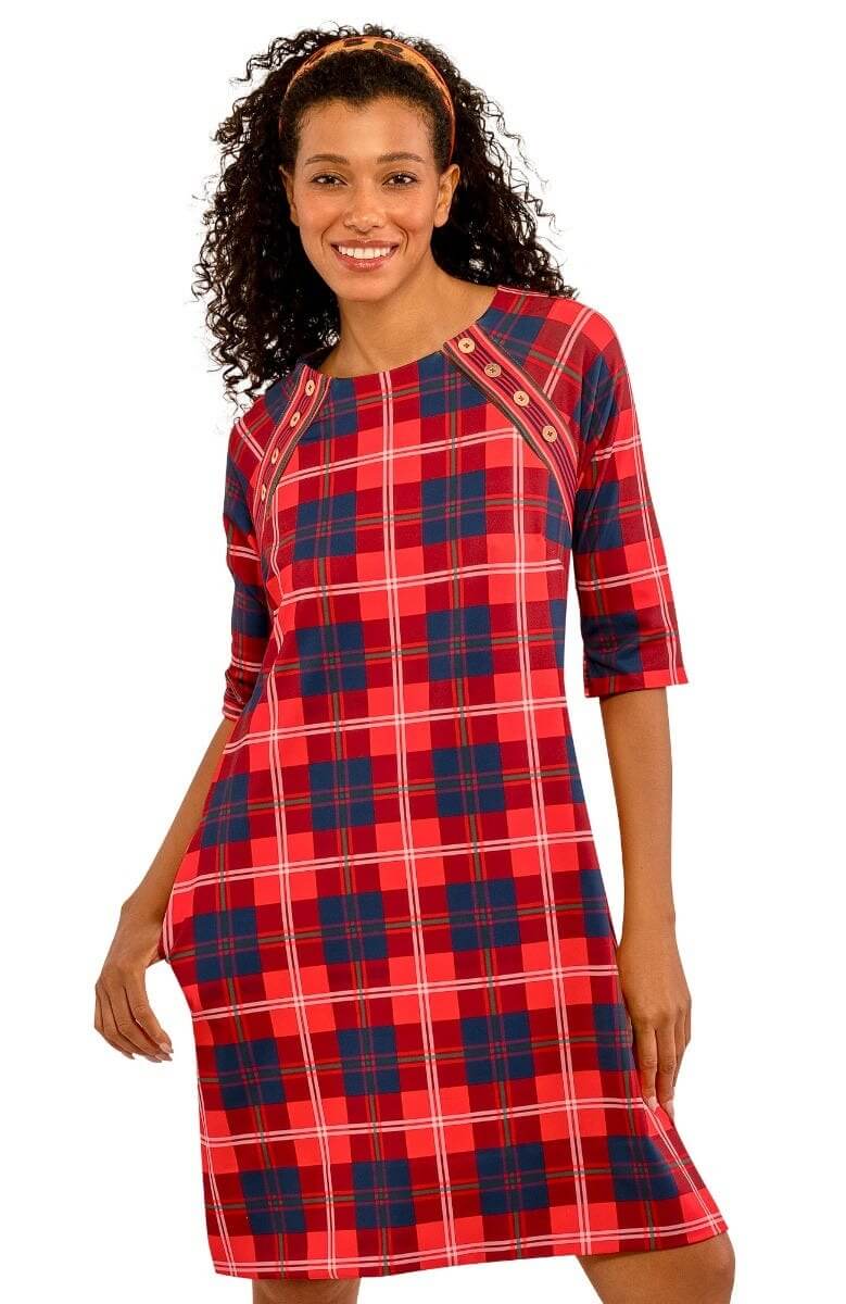 Button Up Buttercup Swing - Middleton Plaid Red