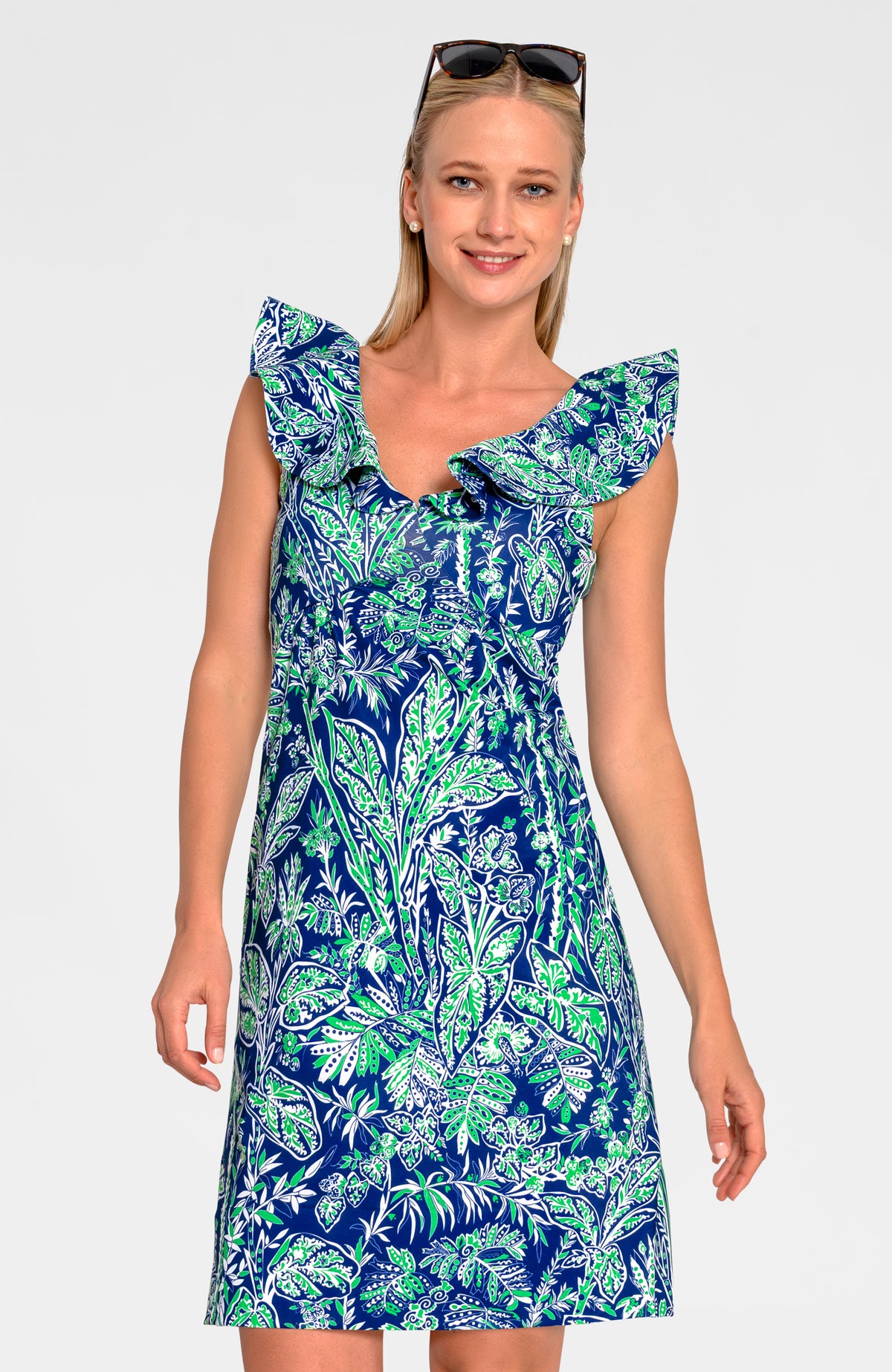 Fling Fantasy Dress - Vintage Vines Navy kelly