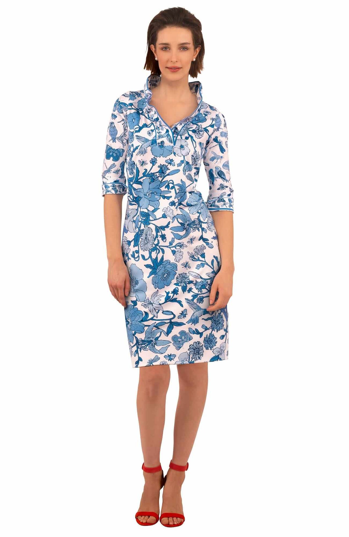 Jersey Ruffneck Dress - Birds &amp; The Bees - Final Sale Blues