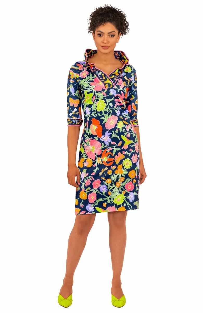 Jersey Ruffneck Dress - Birds & The Bees - Final Sale Navy Brights