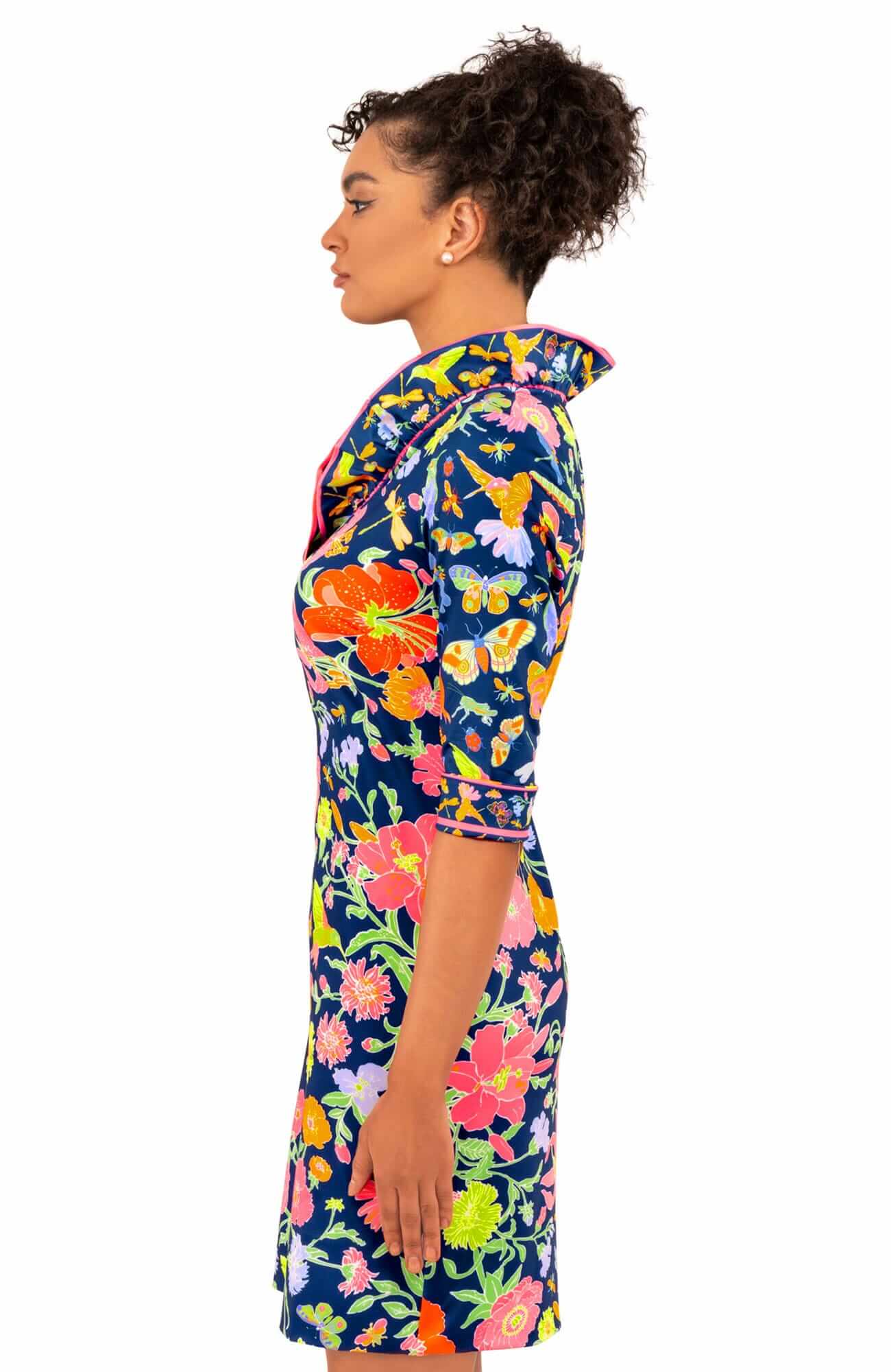 Jersey Ruffneck Dress - Birds & The Bees - Final Sale Navy Brights