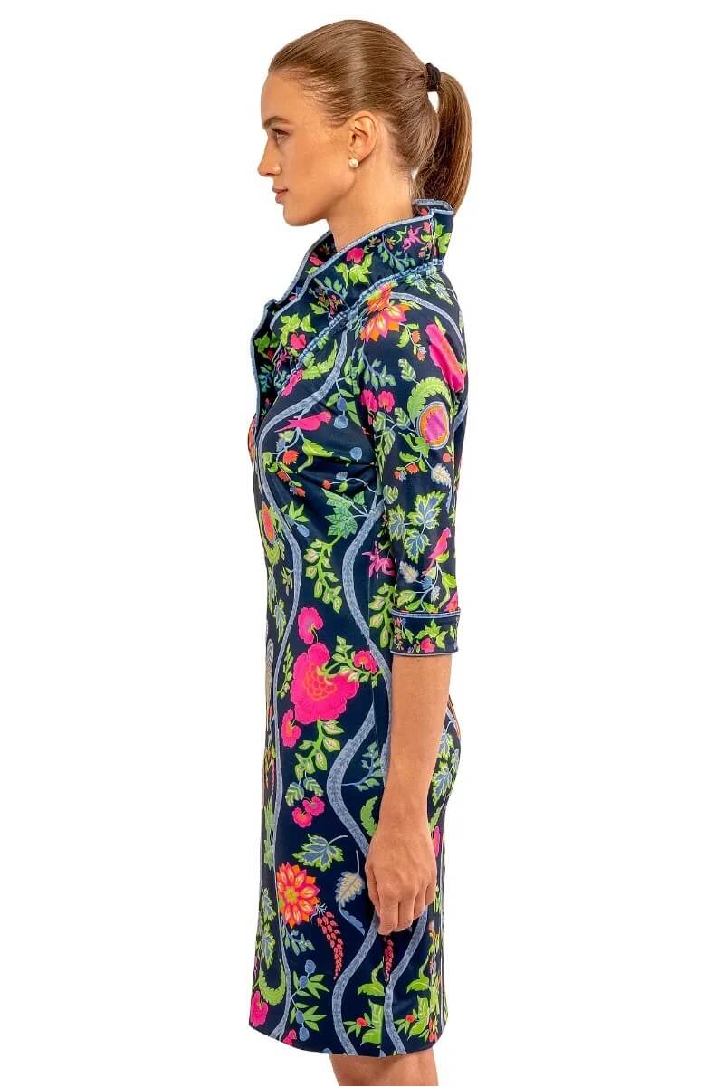 Ruffneck Dress - Jungle Symphony Navy