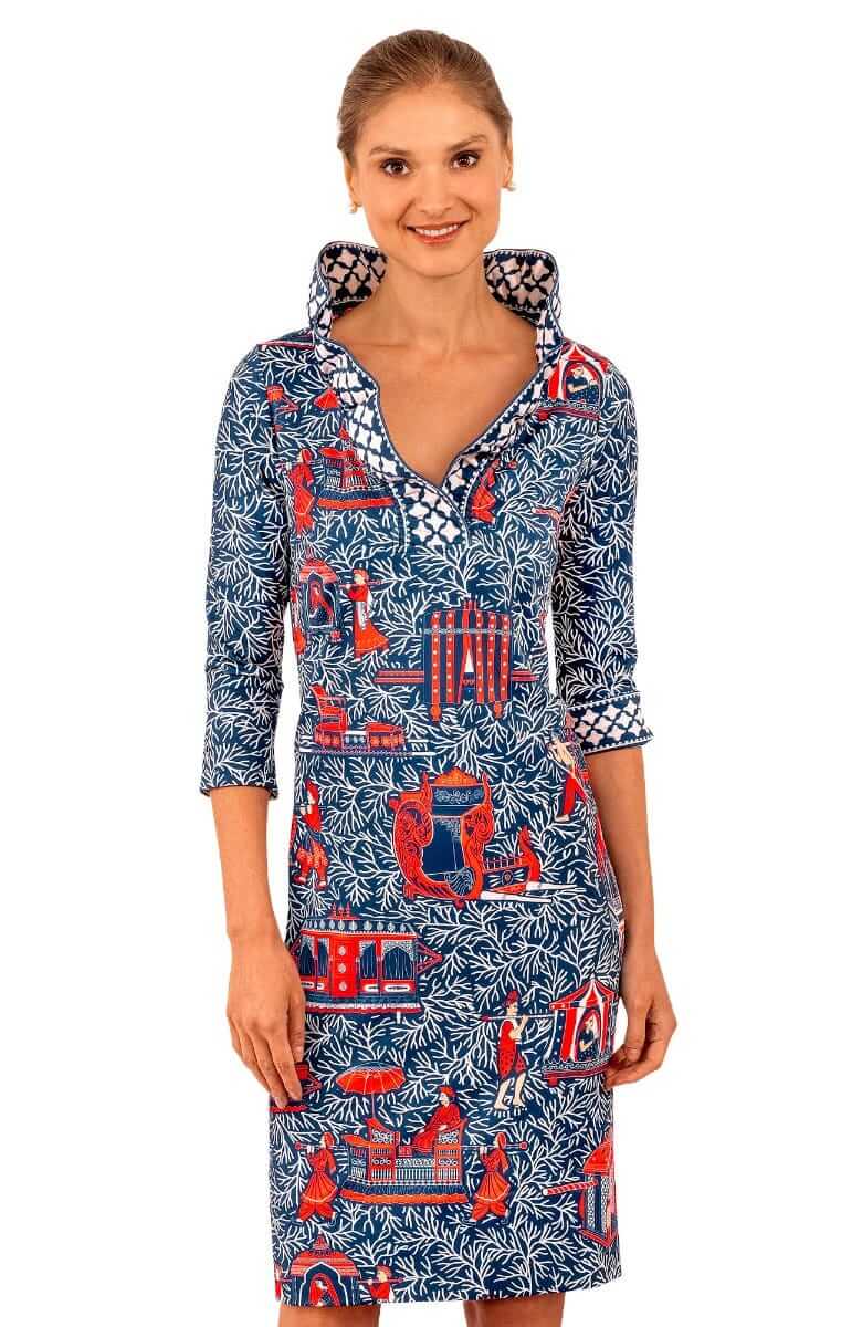 Ruffneck Dress - Palanquin Party Navy