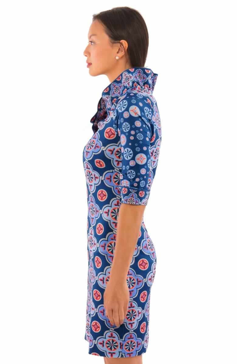 Jersey Ruffneck Dress - Sundial - Final Sale Imari