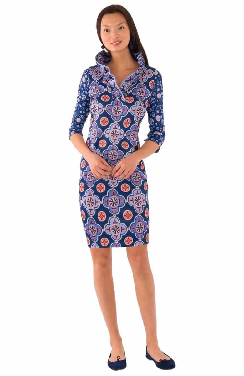 Jersey Ruffneck Dress - Sundial - Final Sale Imari