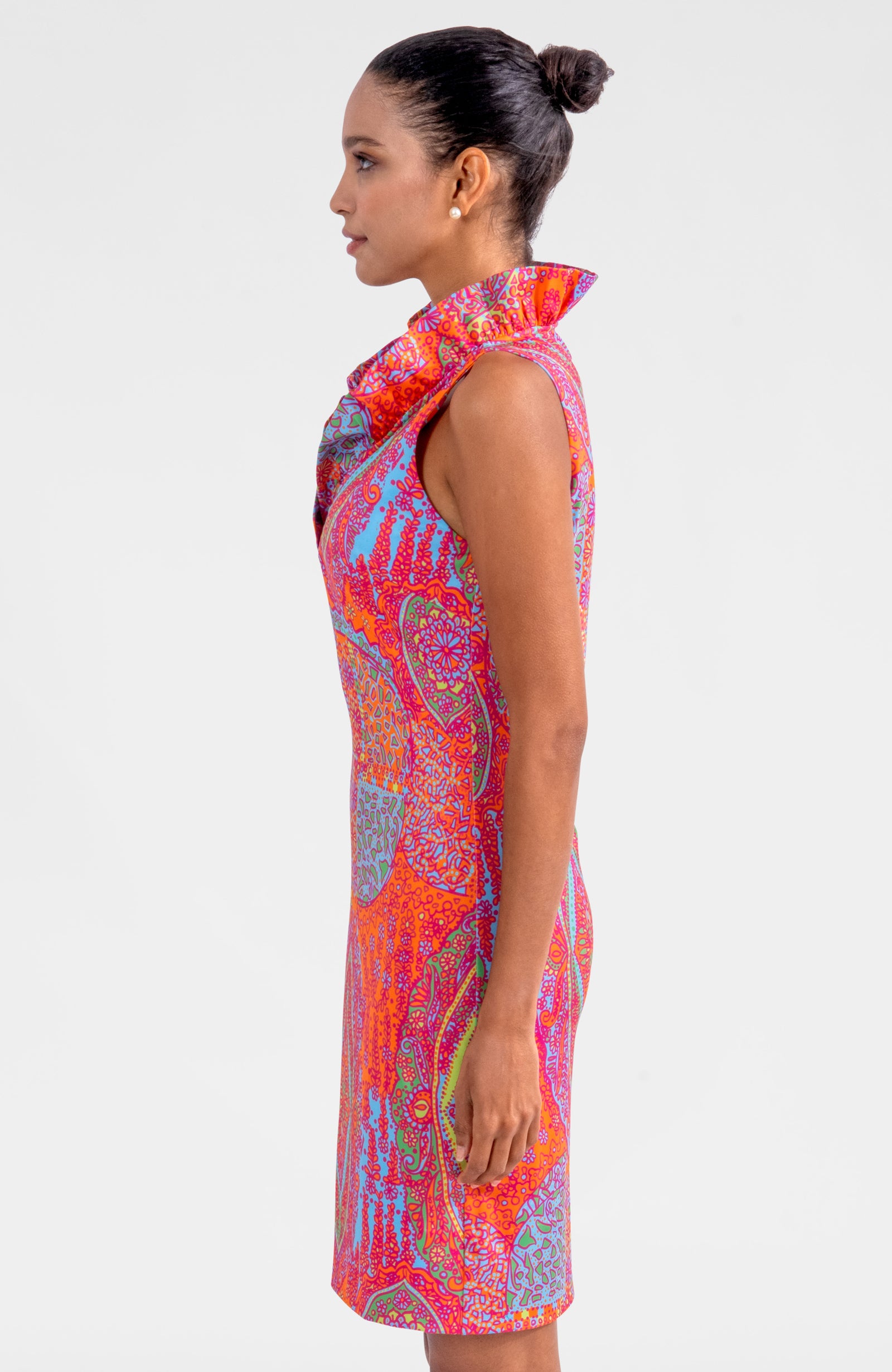 Sleeveless Ruffneck Dress - Grand Bazaar Pink