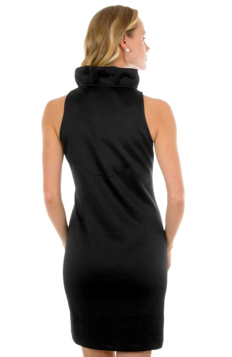 Jersey Ruffneck Sleeveless Dress - Solid Black