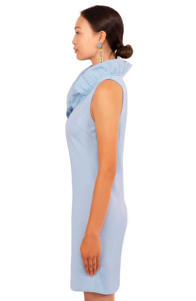 Jersey Ruffneck Sleeveless Dress - Solid Periwinkle