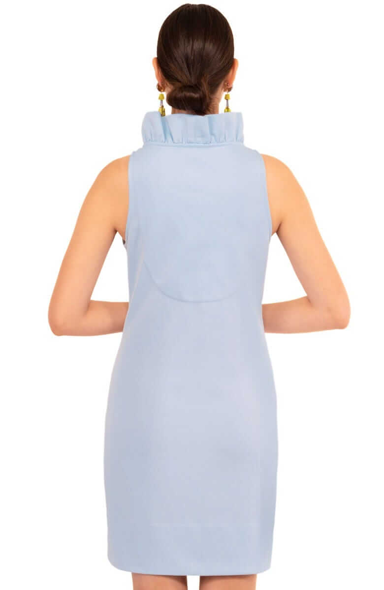 Jersey Ruffneck Sleeveless Dress - Solid Periwinkle