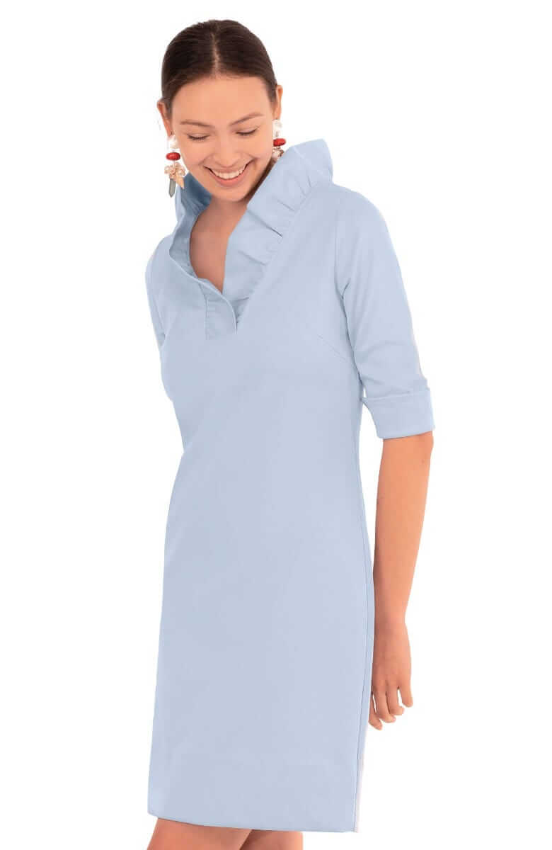 Jersey Ruffneck Dress - Solid Periwinkle