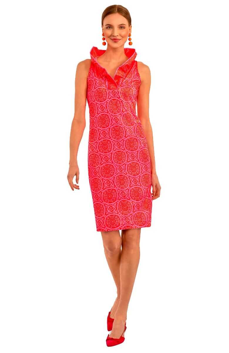 Ruffneck Sleeveless Dress - Sultan&#39;s Dining Room Pink Red