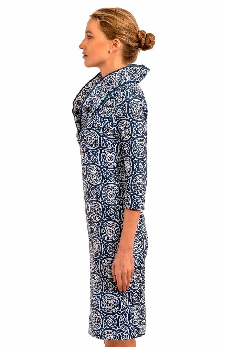 Ruffneck Dress - Sultan&#39;s Dining Room Navy White