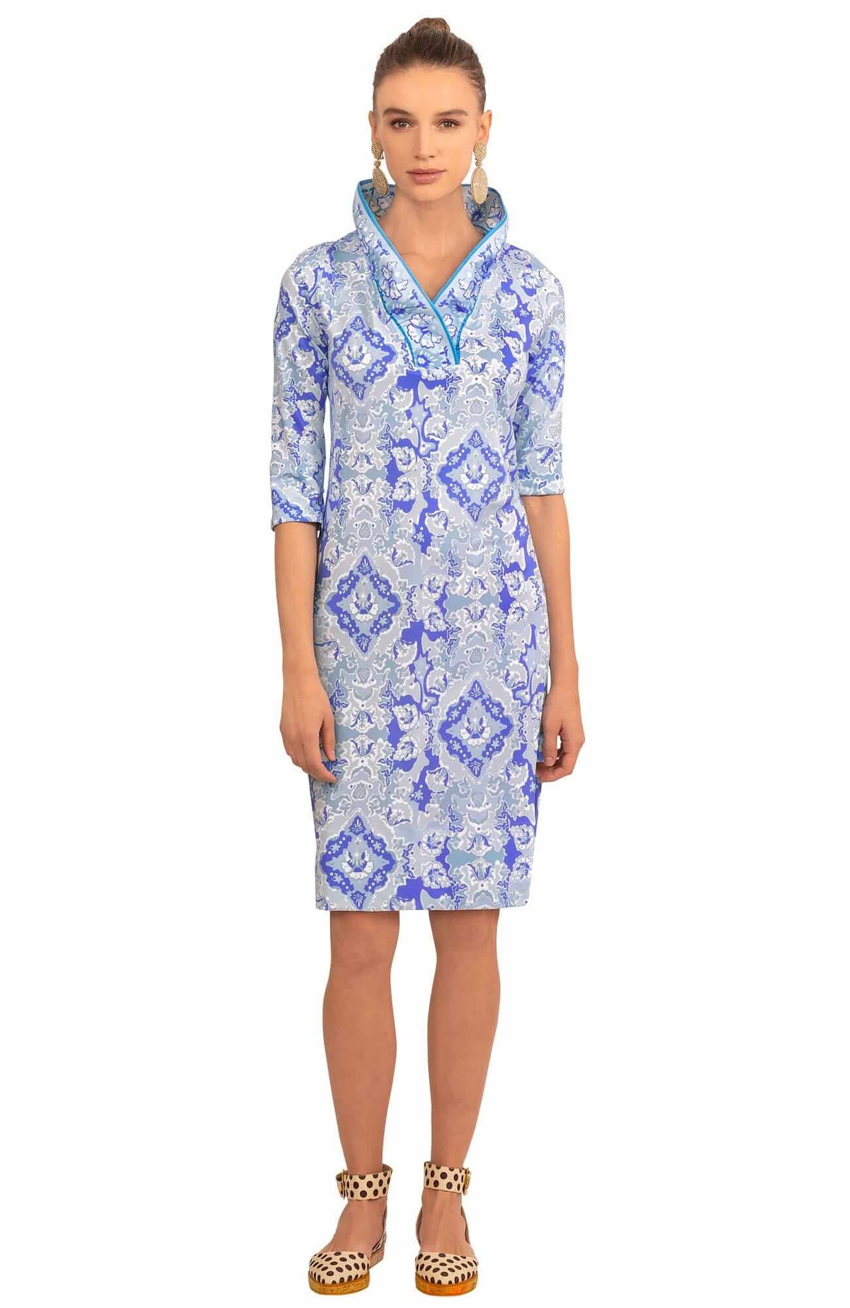 Jersey Ruffneck Dress - Watteau Blues