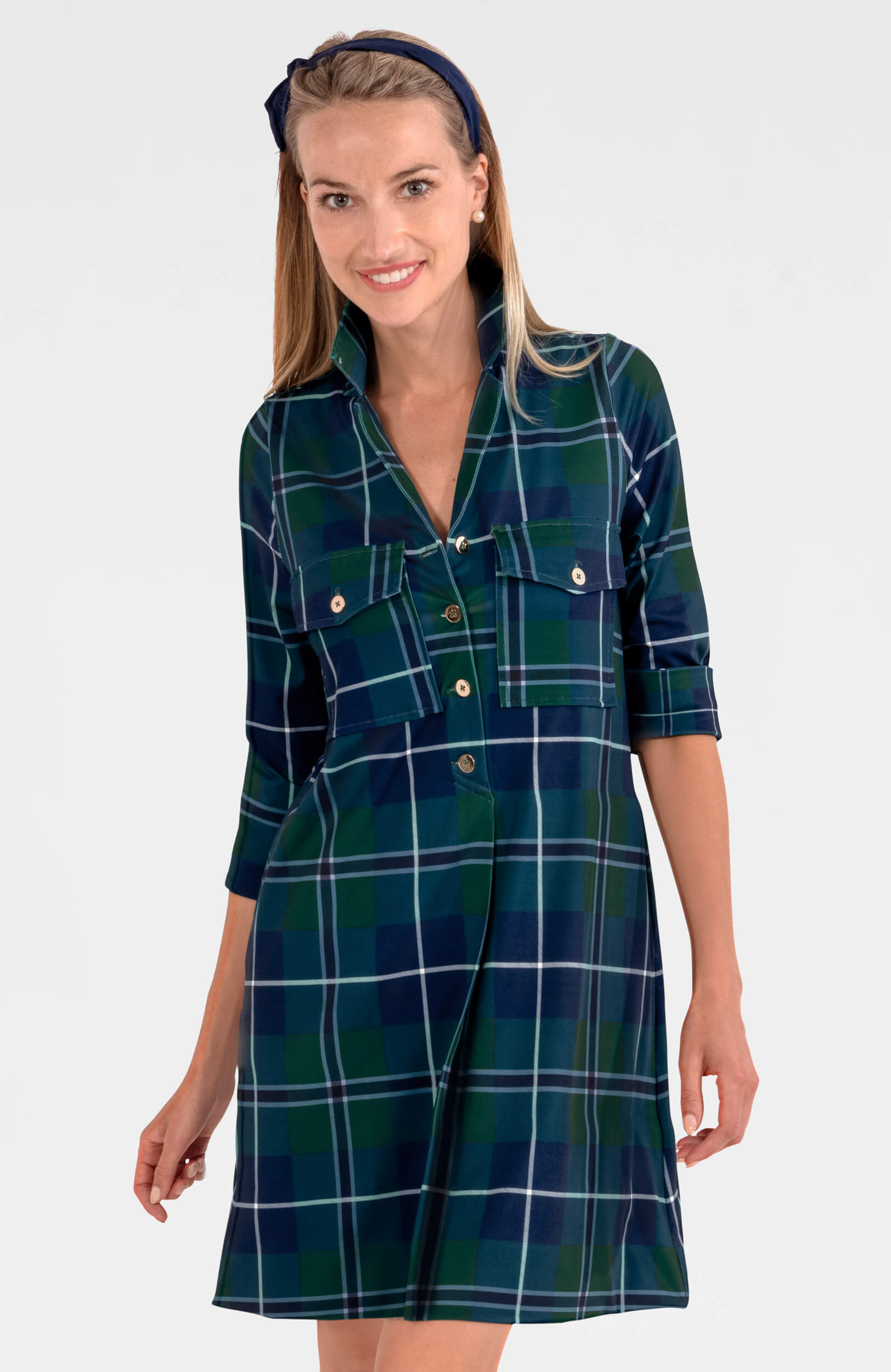 Gretchen Scott - Alli Dress - Melville Tartan - Green Multi - Image 1