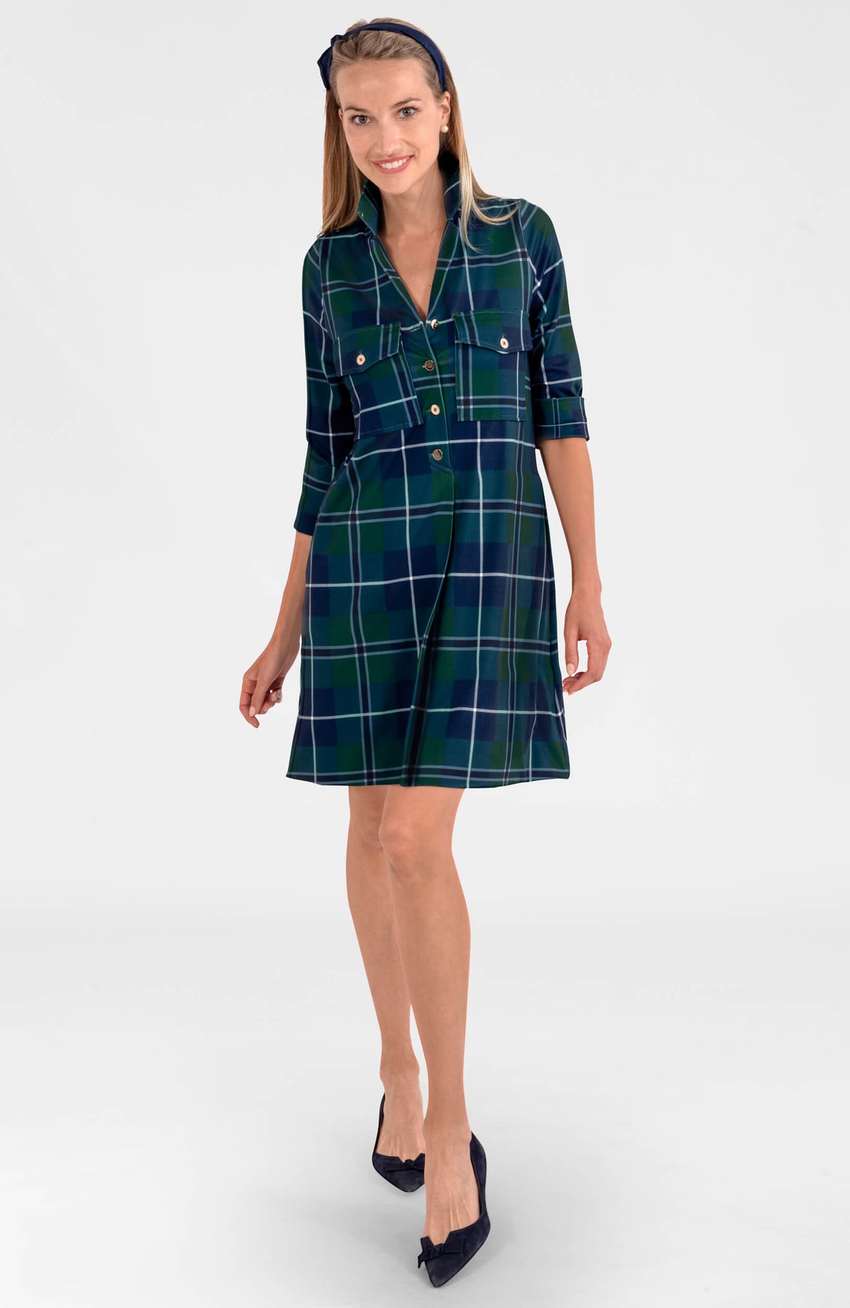 Gretchen Scott - Alli Dress - Melville Tartan - Green Multi - Image 4