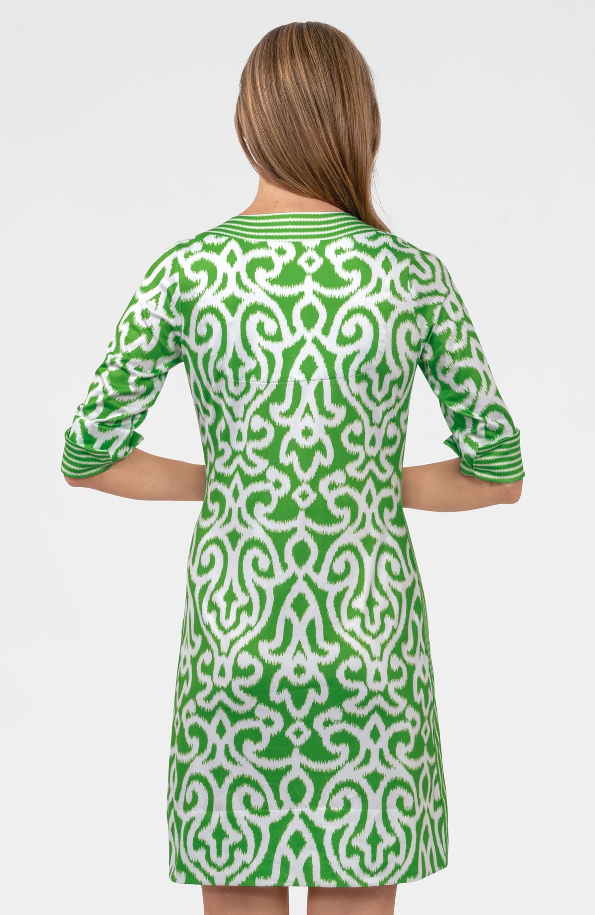 Split Neck Dress- Arabesque Kelly