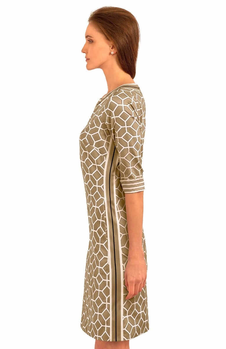 Jersey Split Neck Dress - Lucy In The Sky With Diamonds - Final Sale Khaki