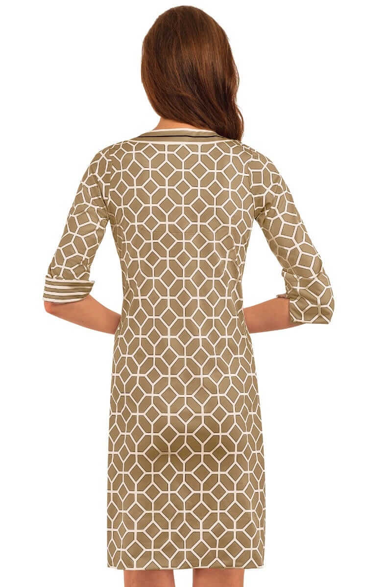 Jersey Split Neck Dress - Lucy In The Sky With Diamonds - Final Sale Khaki