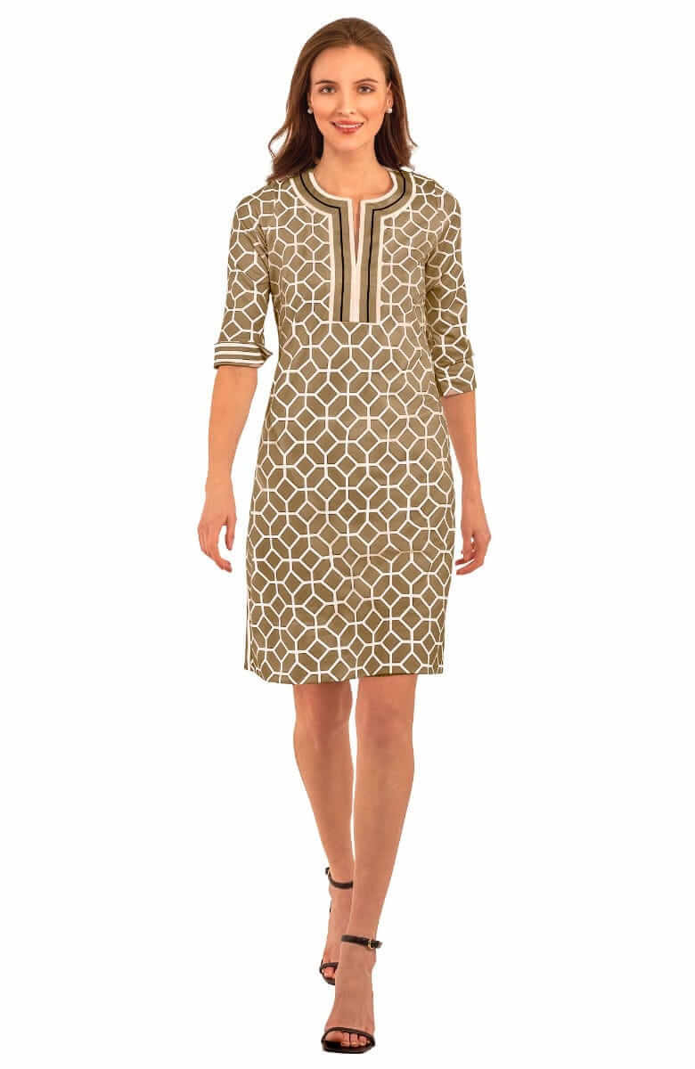 Jersey Split Neck Dress - Lucy In The Sky With Diamonds Khaki