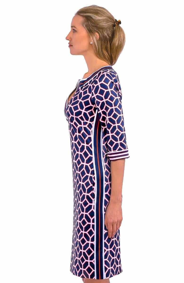 Jersey Split Neck Dress - Lucy In The Sky With Diamonds Navy