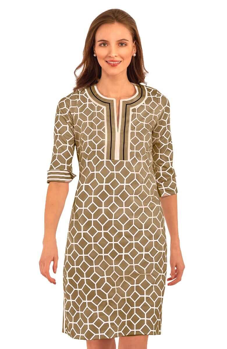 Jersey Split Neck Dress - Lucy In The Sky With Diamonds Khaki