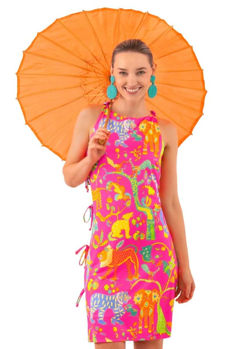 Side Tie Dress - Animal Kingdom - Final Sale Fuchsia