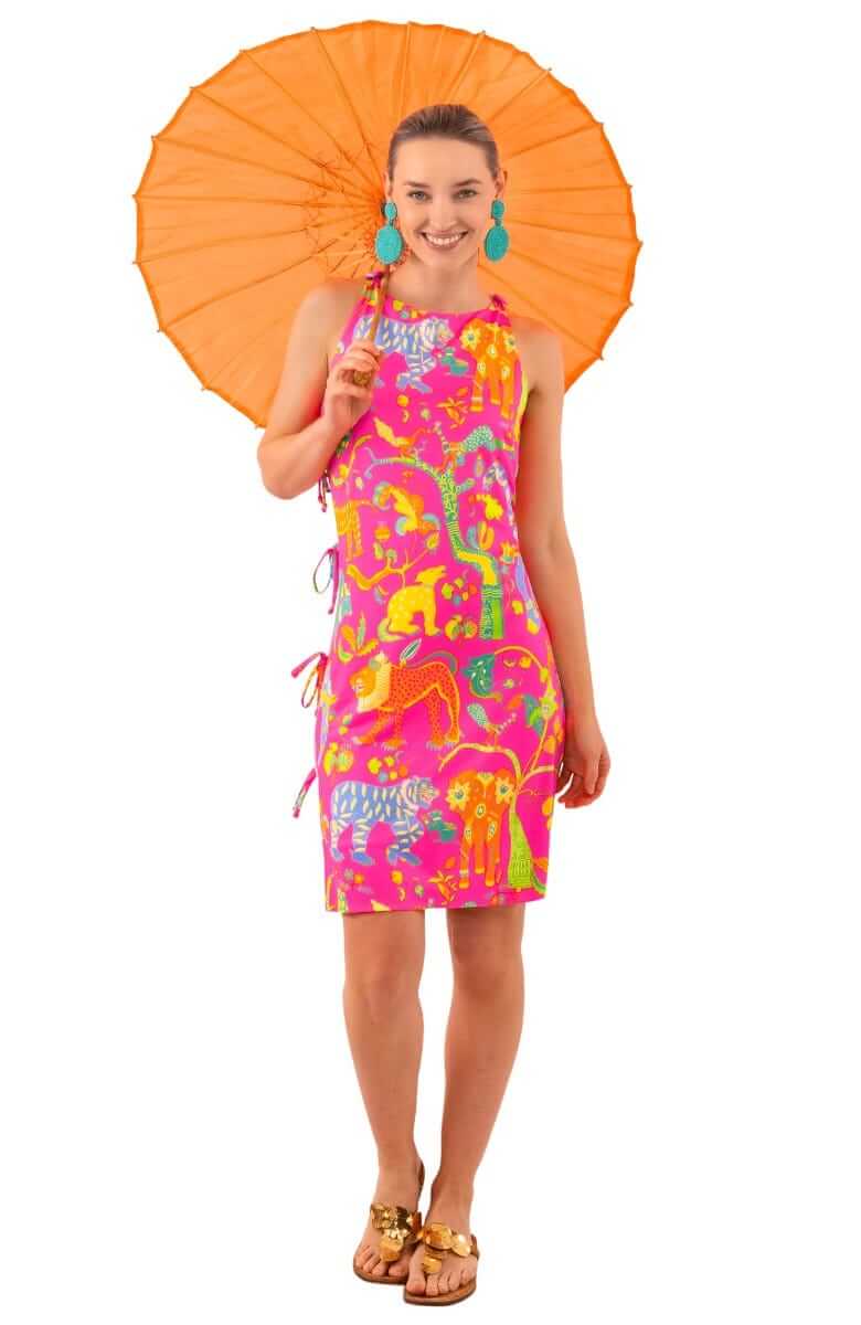 Side Tie Dress - Animal Kingdom - Final Sale Fuchsia