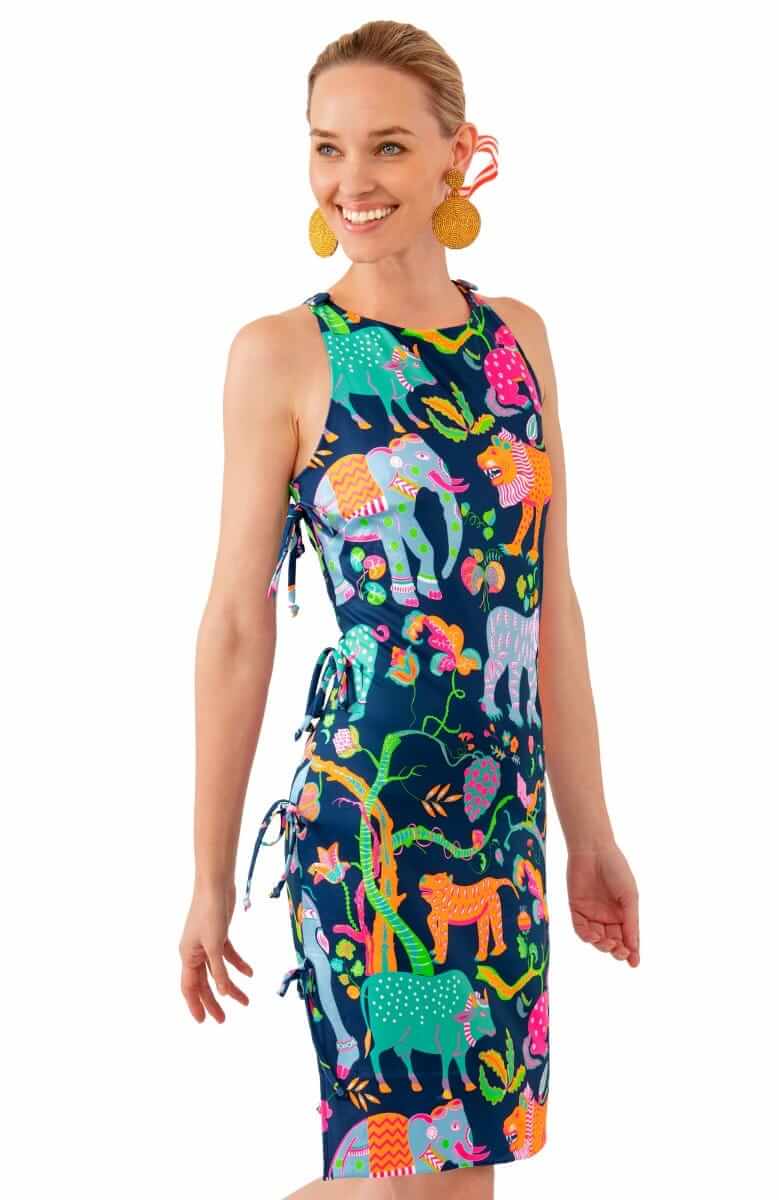 Side Tie Dress - Animal Kingdom - Final Sale Navy