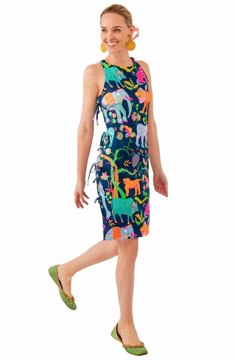 Side Tie Dress - Animal Kingdom - Final Sale Navy