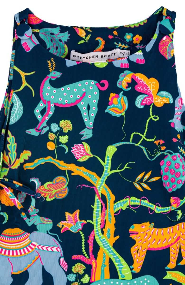 Side Tie Dress - Animal Kingdom - Final Sale Navy