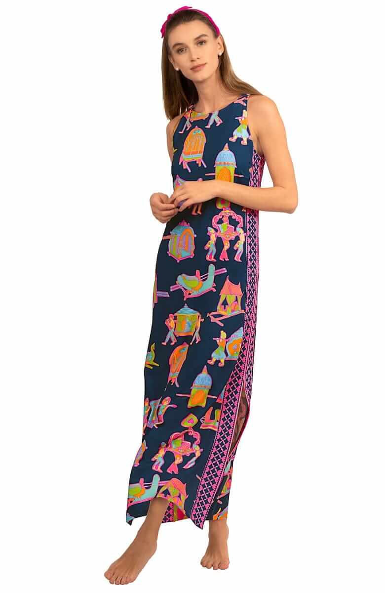 Jersey Slick Maxi Dress - Palanquin Party Navy Brights