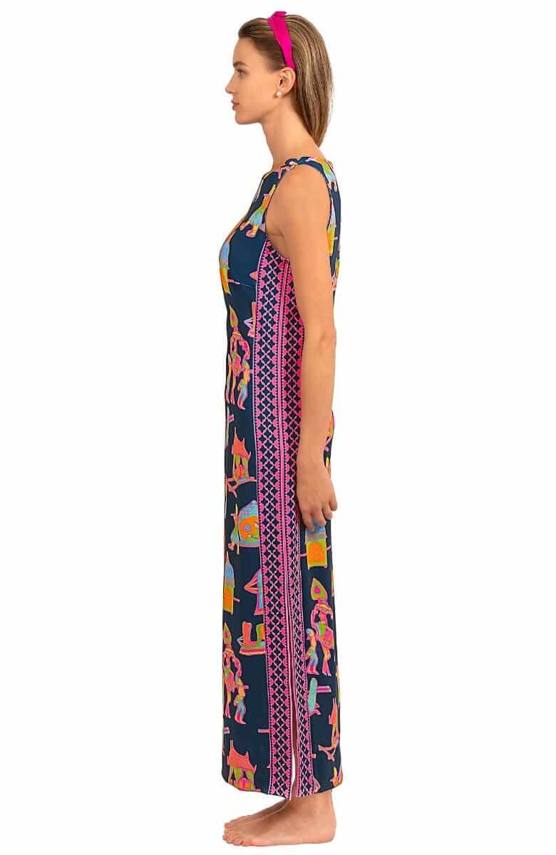 Jersey Slick Maxi Dress - Palanquin Party - Final Sale Navy Brights