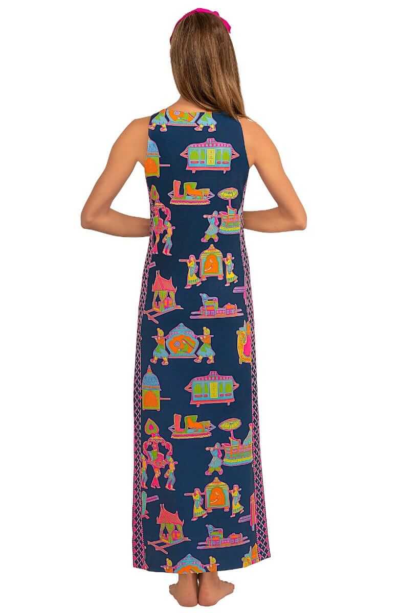 Jersey Slick Maxi Dress - Palanquin Party Navy Brights