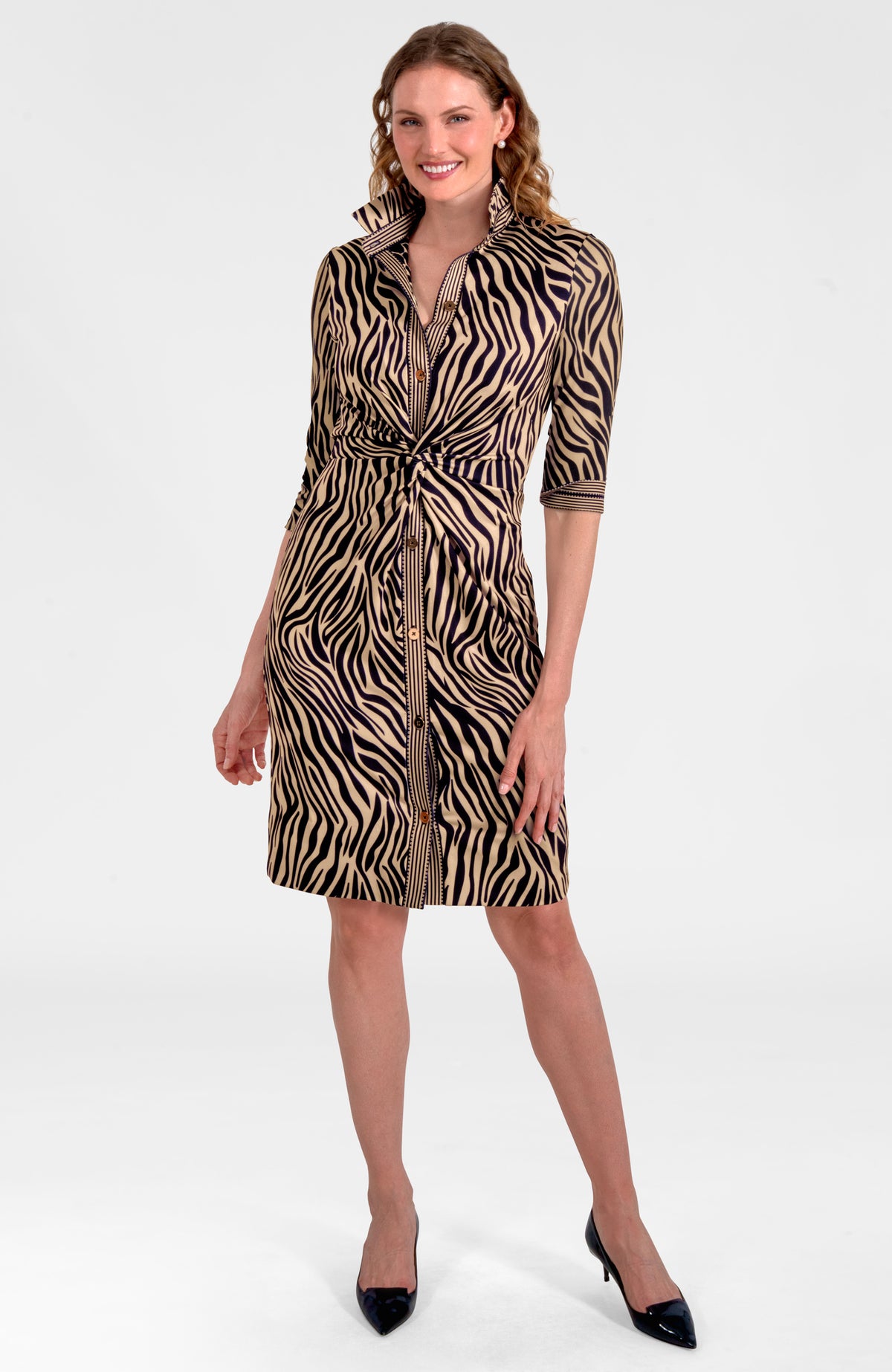 Twist &amp; Shout Dress - Animal Instincts Zebra khaki