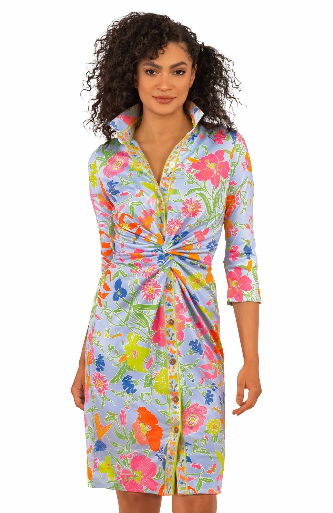 Jersey Twist & Shout Dress - Birds And The Bees Periwinkle