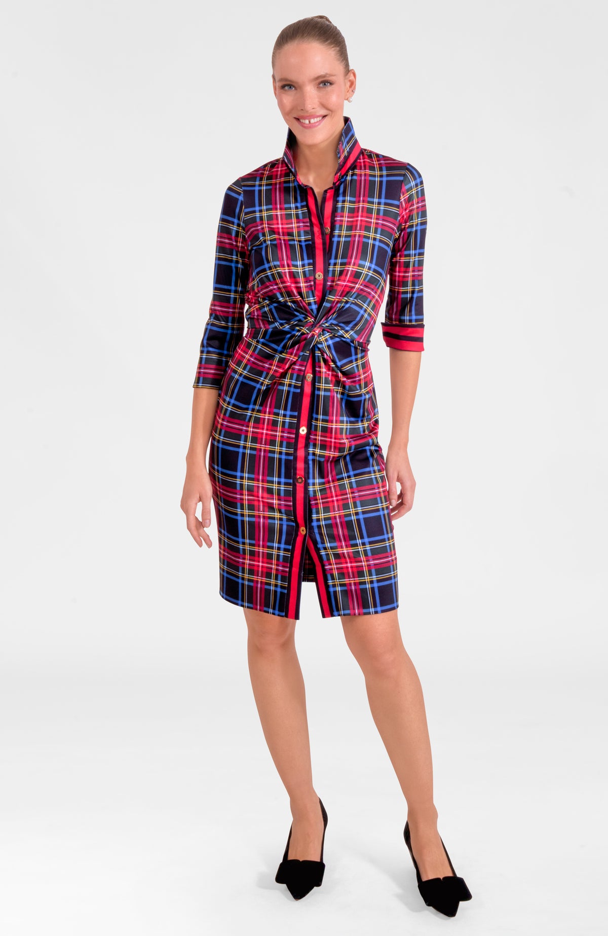 Twist &amp; Shout Dress - Stewart Plaid Black Multi