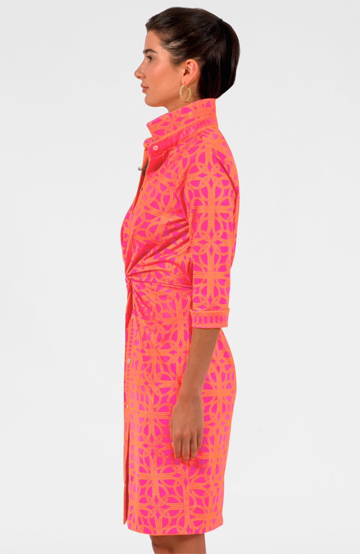 Twist & Shout Dress - Ring Toss Shocking Pink