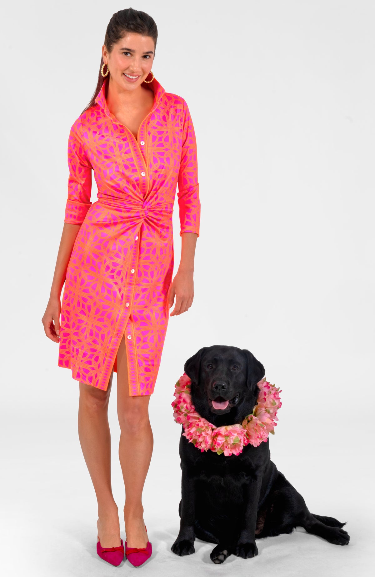 Twist &amp; Shout Dress - Ring Toss Shocking Pink