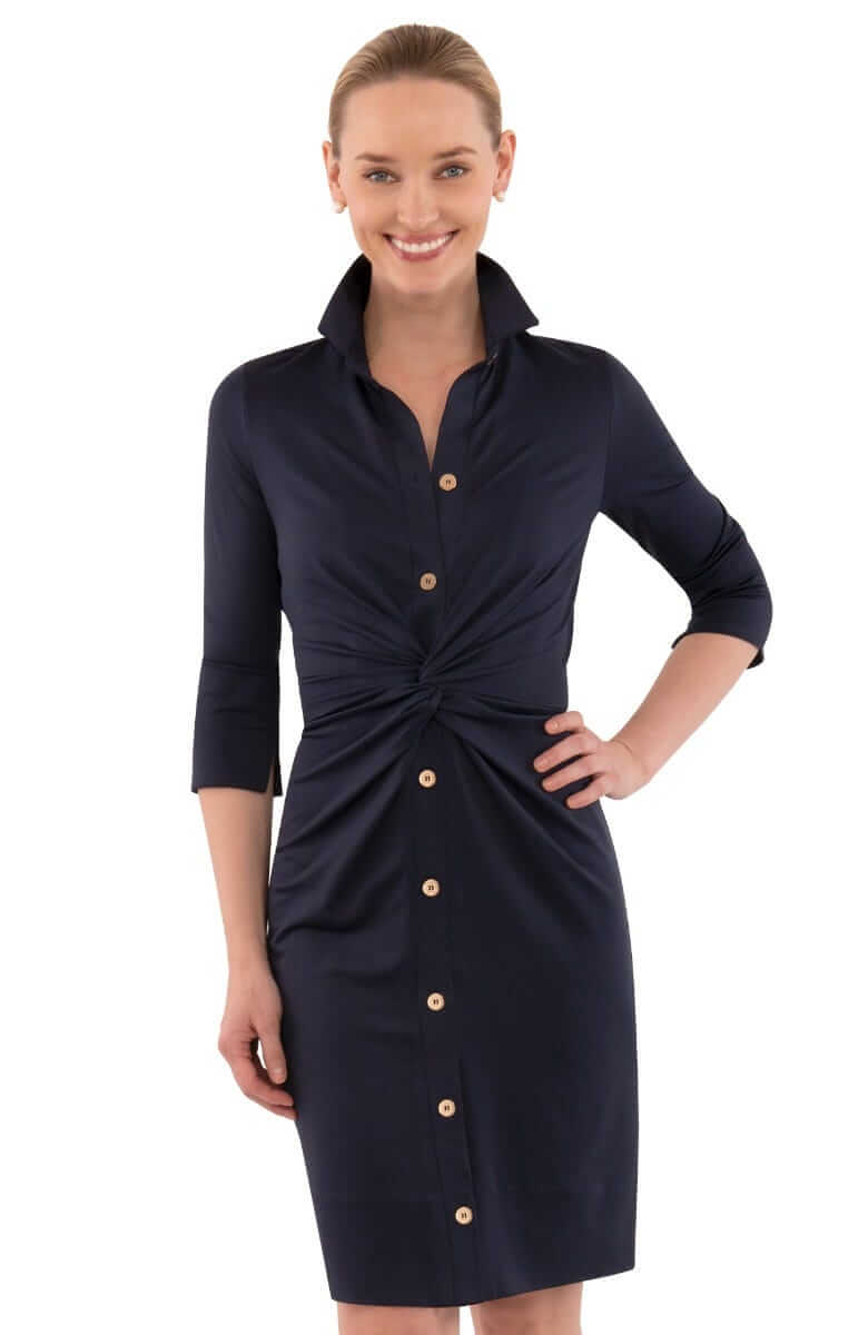 Twist &amp; Shout Dress - Solid Navy