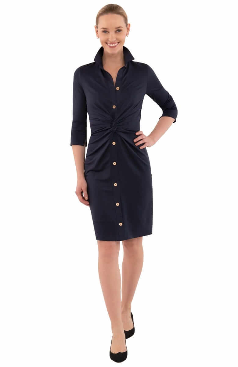 Twist &amp; Shout Dress - Solid Navy