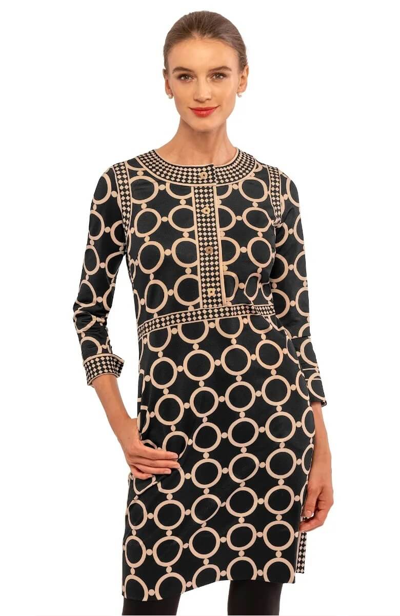 Trimmed Up Dress - Dip & Dot - Final Sale Black