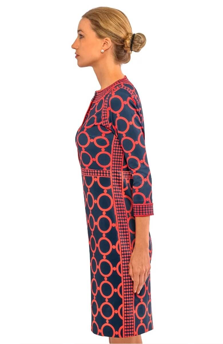 Trimmed Up Dress - Dip &amp; Dot Navy Red