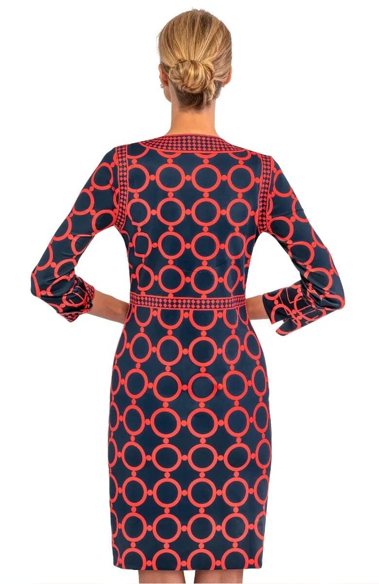 Trimmed Up Dress - Dip &amp; Dot Navy Red