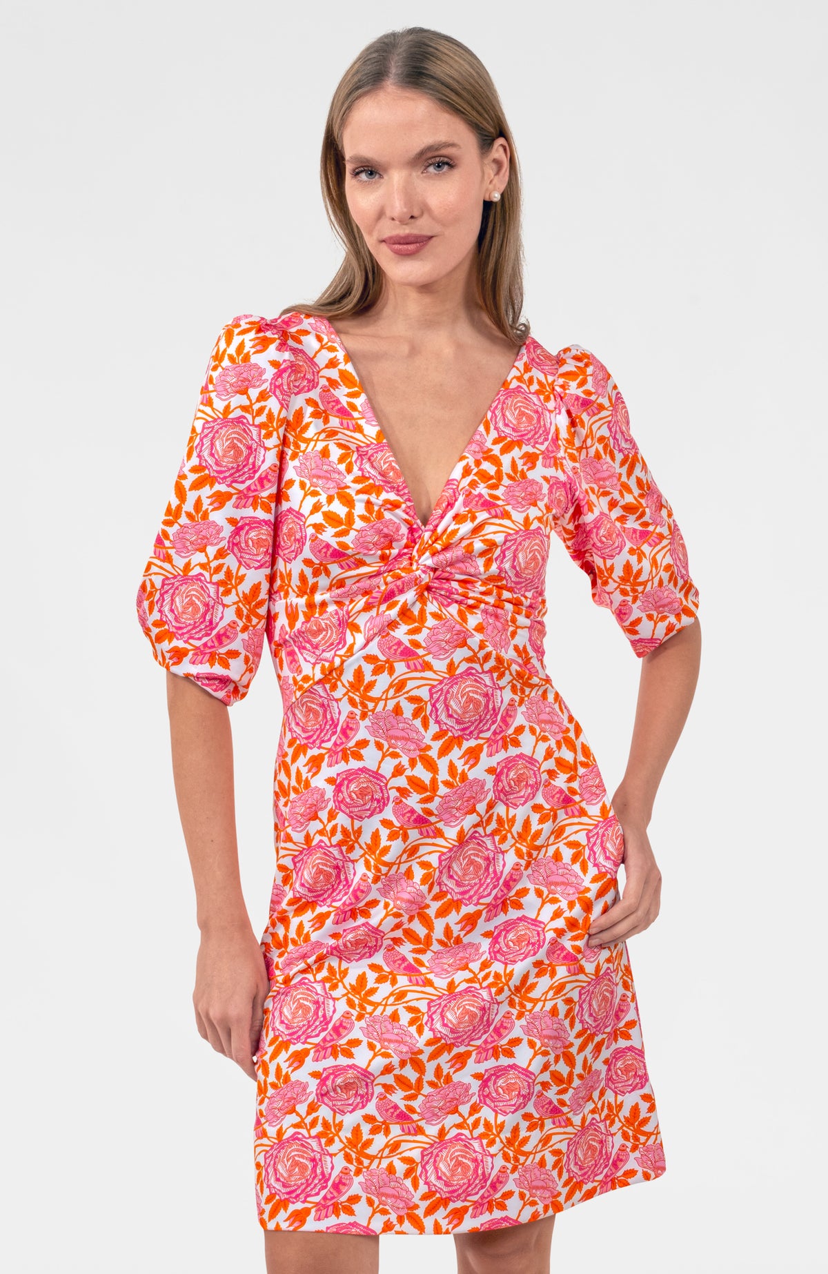 Twister Dress - Smell The Roses Orange Pink